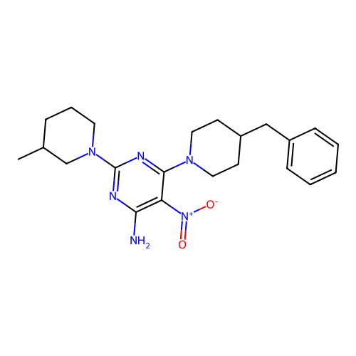 6-(4-Benzylpiperidin-1-yl)-2-(3-methylpiperidin-1-yl)-5-nitropyrimidin-4-amine structure