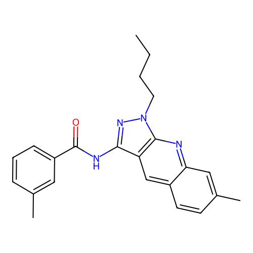 N-(1-butyl-7-methylpyrazolo[3,4-b]quinolin-3-yl)-3-methylbenzamide structure