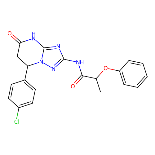N-(7-(4-chlorophenyl)-5-oxo-4,5,6,7-tetrahydro-[1,2,4]triazolo[1,5-a]pyrimidin-2-yl)-2-phenoxypropanamide structure