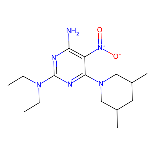 [4-Amino-6-(3,5-dimethylpiperidyl)-5-nitropyrimidin-2-yl]diethylamine structure