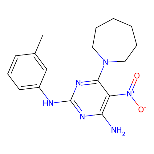 6-(azepan-1-yl)-N~2~-(3-methylphenyl)-5-nitropyrimidine-2,4-diamine structure