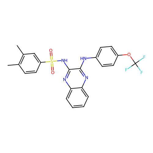 3,4-dimethyl-N-(3-{[4-(trifluoromethoxy)phenyl]amino}quinoxalin-2-yl)benzenesulfonamide structure