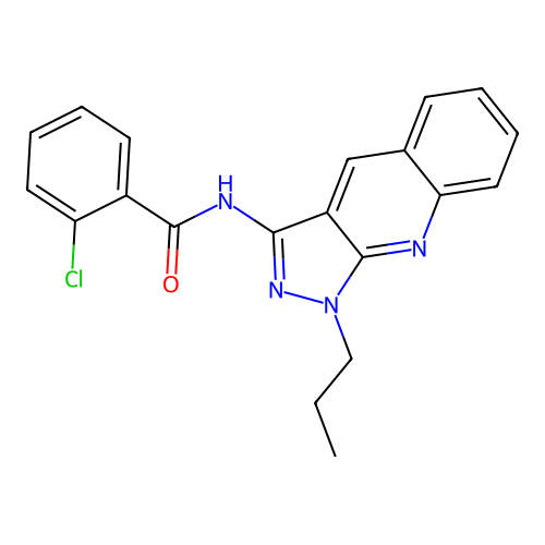 2-chloro-N-(1-propylpyrazolo[3,4-b]quinolin-3-yl)benzamide structure