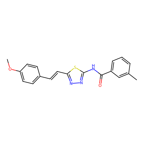 (E)-N-(5-(4-methoxystyryl)-1,3,4-thiadiazol-2-yl)-3-methylbenzamide structure