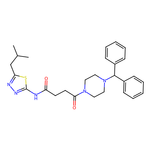 4-(4-benzhydrylpiperazin-1-yl)-N-(5-isobutyl-1,3,4-thiadiazol-2-yl)-4-oxobutanamide structure