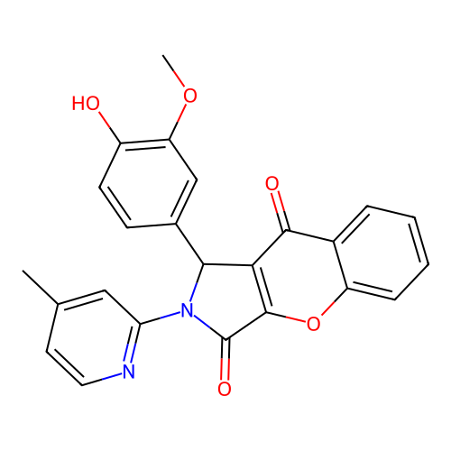 1-(4-hydroxy-3-methoxyphenyl)-2-(4-methylpyridin-2-yl)-1,2-dihydrochromeno[2,3-c]pyrrole-3,9-dione structure