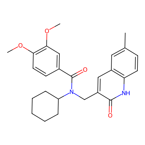 N-cyclohexyl-3,4-dimethoxy-N-[(6-methyl-2-oxo-1H-quinolin-3-yl)methyl]benzamide structure