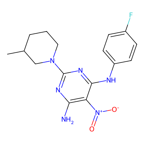 [6-Amino-2-(3-methylpiperidyl)-5-nitropyrimidin-4-yl](4-fluorophenyl)amine structure