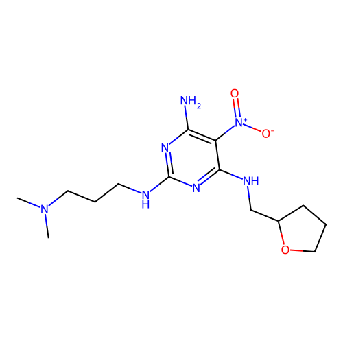 2-N-[3-(dimethylamino)propyl]-5-nitro-4-N-(oxolan-2-ylmethyl)pyrimidine-2,4,6-triamine structure
