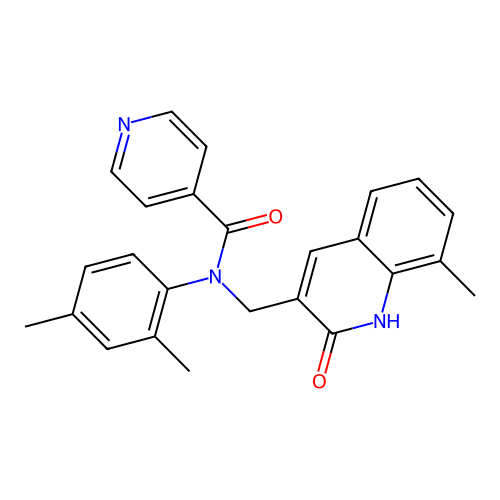 N-(2,4-dimethylphenyl)-N-((2-hydroxy-8-methylquinolin-3-yl)methyl)isonicotinamide structure