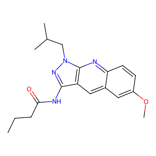 N-(1-isobutyl-6-methoxy-1H-pyrazolo[3,4-b]quinolin-3-yl)butyramide structure