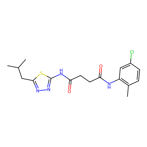N-(5-chloro-2-methylphenyl)-N'-[5-(2-methylpropyl)-1,3,4-thiadiazol-2-yl]butanediamide structure