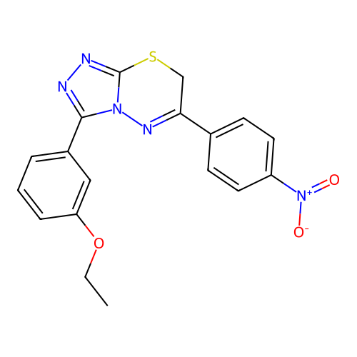 3-(3-ethoxyphenyl)-6-(4-nitrophenyl)-7H-[1,2,4]triazolo[3,4-b][1,3,4]thiadiazine structure