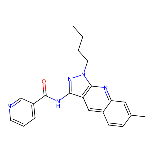 N-(1-butyl-7-methylpyrazolo[3,4-b]quinolin-3-yl)pyridine-3-carboxamide structure