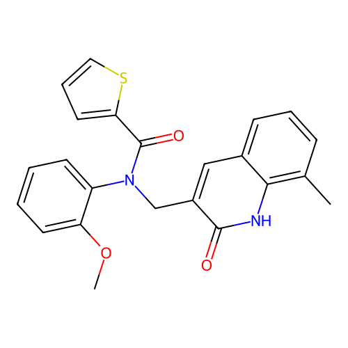 N-((2-hydroxy-8-methylquinolin-3-yl)methyl)-N-(2-methoxyphenyl)thiophene-2-carboxamide structure