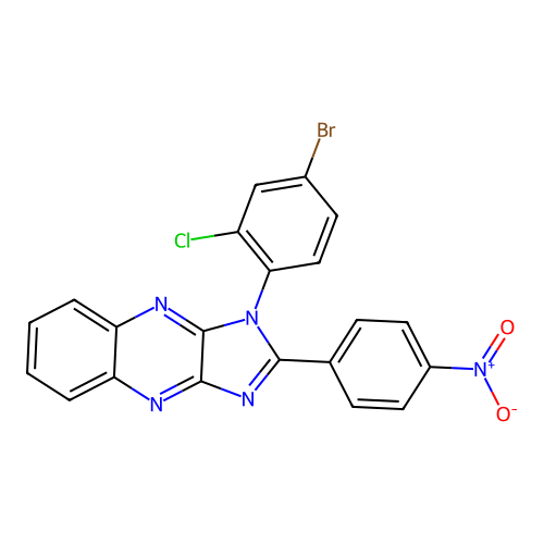 1-(4-bromo-2-chlorophenyl)-2-(4-nitrophenyl)-1H-imidazo[4,5-b]quinoxaline structure