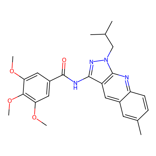 N-(1-isobutyl-6-methyl-1H-pyrazolo[3,4-b]quinolin-3-yl)-3,4,5-trimethoxybenzamide structure