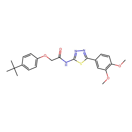 2-(4-(tert-butyl)phenoxy)-N-(5-(3,4-dimethoxyphenyl)-1,3,4-thiadiazol-2-yl)acetamide structure