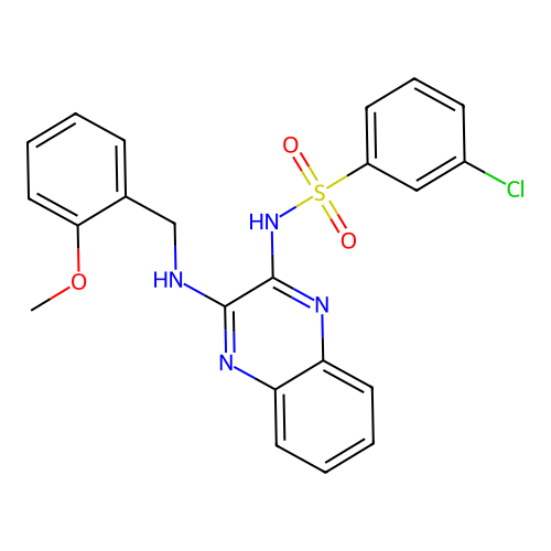 3-chloro-N-{3-[(2-methoxybenzyl)amino]quinoxalin-2-yl}benzenesulfonamide structure
