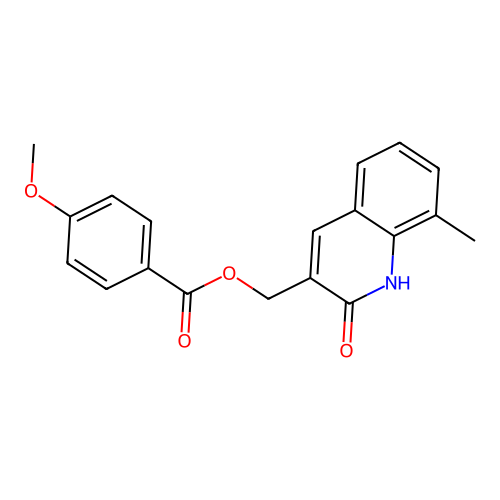 (8-methyl-2-oxo-1H-quinolin-3-yl)methyl 4-methoxybenzoate structure