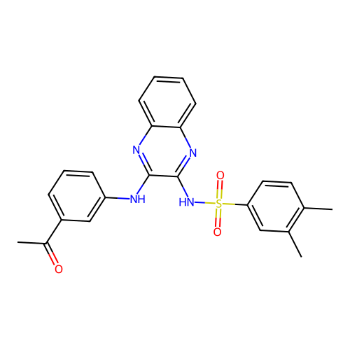 N-(3-((3-acetylphenyl)amino)quinoxalin-2-yl)-3,4-dimethylbenzenesulfonamide structure