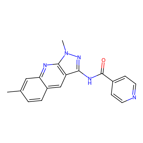 N-(1,7-dimethyl-1H-pyrazolo[3,4-b]quinolin-3-yl)isonicotinamide structure
