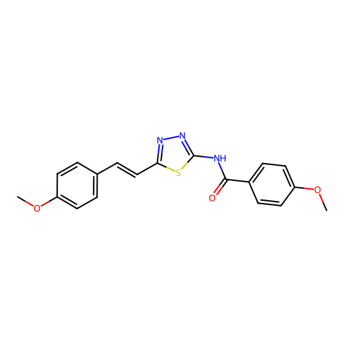 (E)-4-methoxy-N-(5-(4-methoxystyryl)-1,3,4-thiadiazol-2-yl)benzamide structure