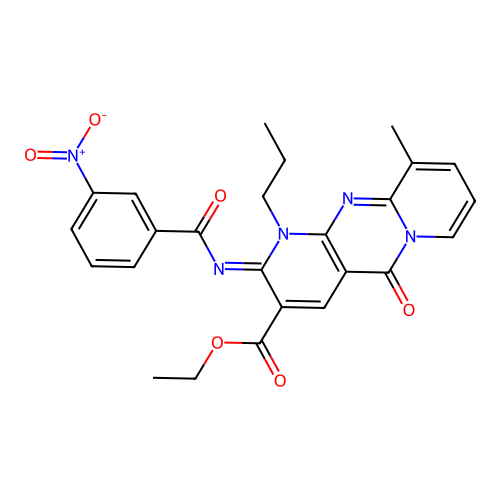 (Z)-ethyl 10-methyl-2-((3-nitrobenzoyl)imino)-5-oxo-1-propyl-2,5-dihydro-1H-dipyrido[1,2-a:2',3'-d]pyrimidine-3-carboxylate structure