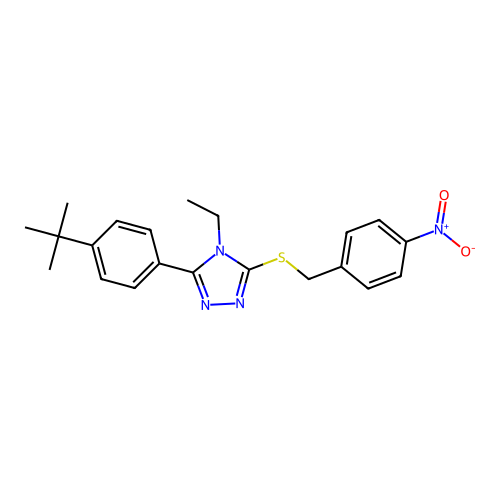 5-[4-(Tert-butyl)phenyl]-4-ethyl-3-[(4-nitrophenyl)methylthio]-1,2,4-triazole structure