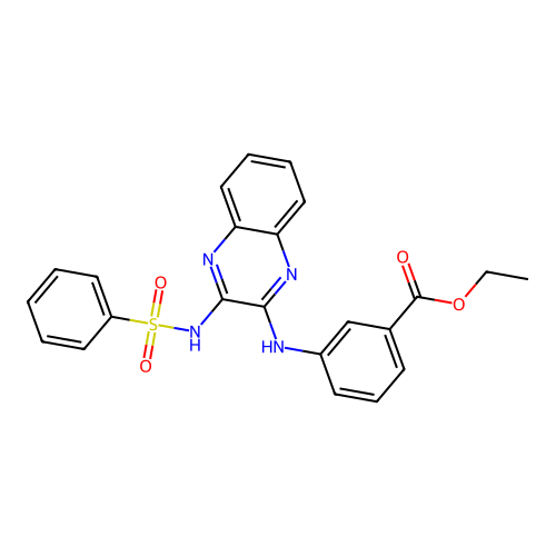 Ethyl 3-({3-[(phenylsulfonyl)amino]quinoxalin-2-yl}amino)benzoate structure