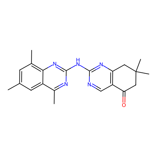 7,7-dimethyl-2-((4,6,8-trimethylquinazolin-2-yl)amino)-7,8-dihydroquinazolin-5(6H)-one structure
