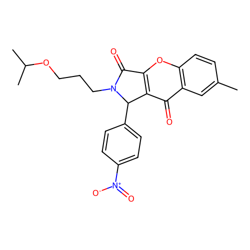 2-(3-isopropoxypropyl)-7-methyl-1-(4-nitrophenyl)-1,2-dihydrochromeno[2,3-c]pyrrole-3,9-dione structure