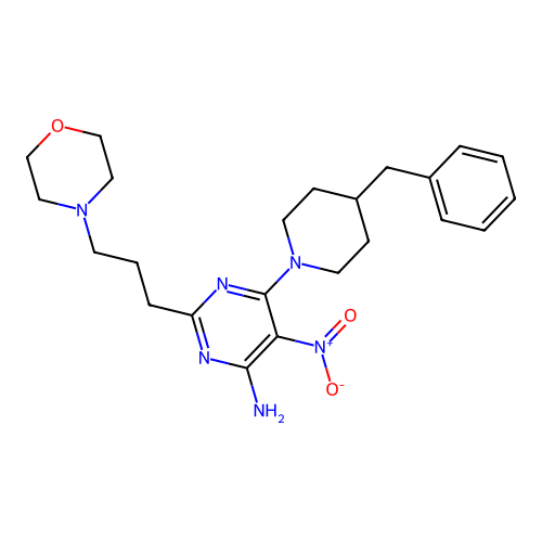6-(4-Benzylpiperidin-1-yl)-2-[3-(morpholin-4-yl)propyl]-5-nitropyrimidin-4-amine structure