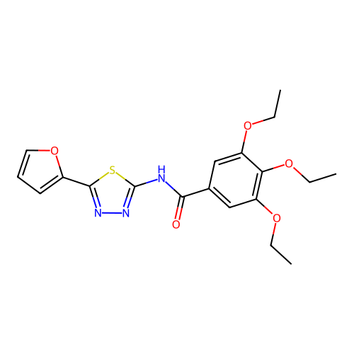 3,4,5-triethoxy-N-(5-(furan-2-yl)-1,3,4-thiadiazol-2-yl)benzamide structure