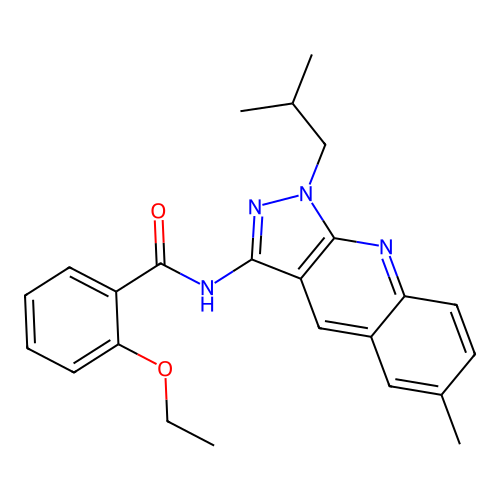 2-ethoxy-N-[6-methyl-1-(2-methylpropyl)pyrazolo[3,4-b]quinolin-3-yl]benzamide structure