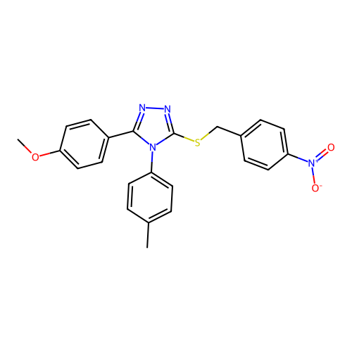 3-(4-methoxyphenyl)-4-(4-methylphenyl)-5-[(4-nitrophenyl)methylsulfanyl]-1,2,4-triazole structure