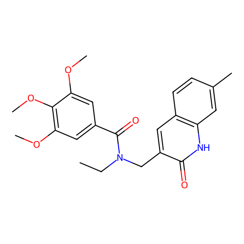 N-ethyl-3,4,5-trimethoxy-N-[(7-methyl-2-oxo-1H-quinolin-3-yl)methyl]benzamide structure