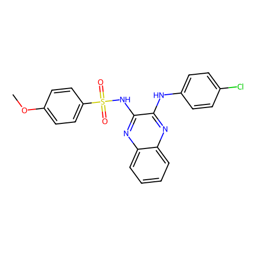 N-(3-((4-chlorophenyl)amino)quinoxalin-2-yl)-4-methoxybenzenesulfonamide structure