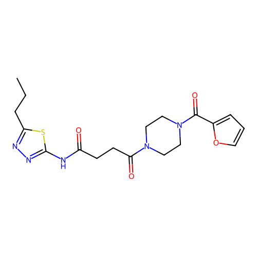 4-(4-(furan-2-carbonyl)piperazin-1-yl)-4-oxo-N-(5-propyl-1,3,4-thiadiazol-2-yl)butanamide structure