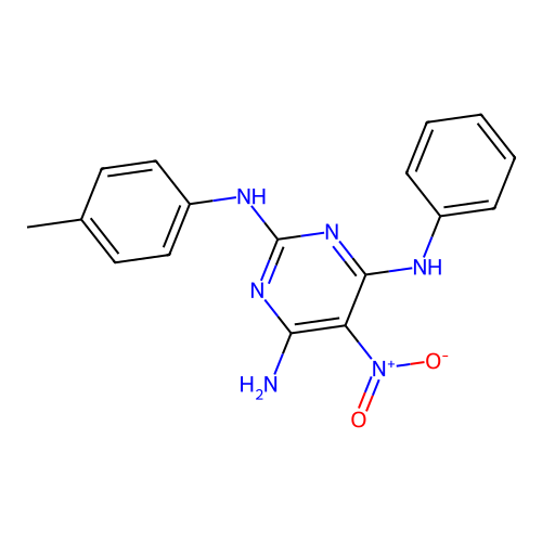 {6-Amino-2-[(4-methylphenyl)amino]-5-nitropyrimidin-4-yl}phenylamine structure