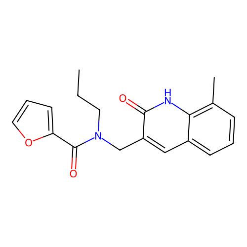 N-[(8-methyl-2-oxo-1,2-dihydroquinolin-3-yl)methyl]-N-propylfuran-2-carboxamide structure