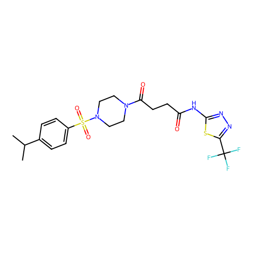 4-(4-((4-isopropylphenyl)sulfonyl)piperazin-1-yl)-4-oxo-N-(5-(trifluoromethyl)-1,3,4-thiadiazol-2-yl)butanamide structure