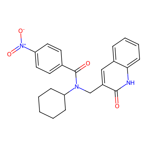 N-cyclohexyl-4-nitro-N-[(2-oxo-1H-quinolin-3-yl)methyl]benzamide structure
