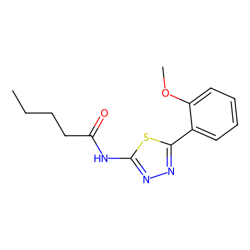 N-(5-(2-methoxyphenyl)-1,3,4-thiadiazol-2-yl)pentanamide structure