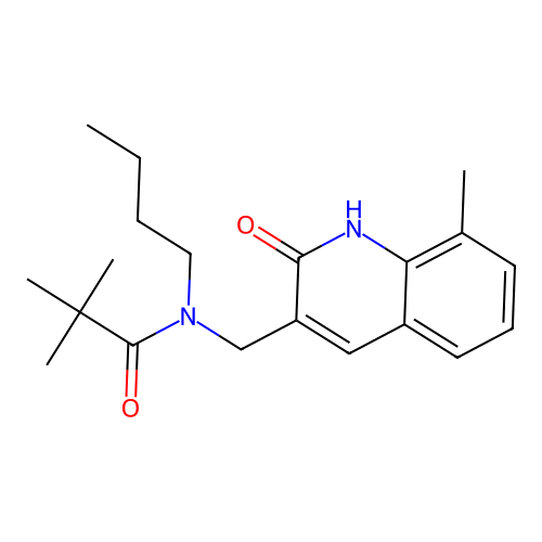 N-butyl-N-((2-hydroxy-8-methylquinolin-3-yl)methyl)pivalamide structure