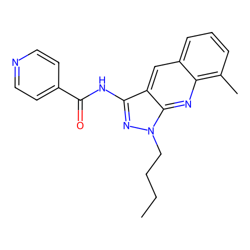 N-(1-butyl-8-methylpyrazolo[3,4-b]quinolin-3-yl)pyridine-4-carboxamide structure