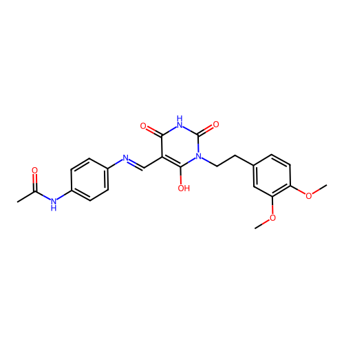 N-[4-[[1-[2-(3,4-dimethoxyphenyl)ethyl]-2,4,6-trioxo-1,3-diazinan-5-ylidene]methylamino]phenyl]acetamide structure