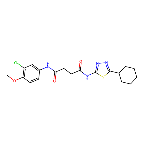 N-(3-chloro-4-methoxyphenyl)-N'-(5-cyclohexyl-1,3,4-thiadiazol-2-yl)butanediamide structure