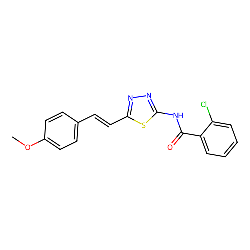 (E)-2-chloro-N-(5-(4-methoxystyryl)-1,3,4-thiadiazol-2-yl)benzamide structure