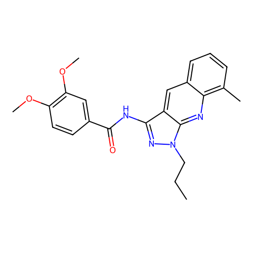 3,4-dimethoxy-N-(8-methyl-1-propylpyrazolo[3,4-b]quinolin-3-yl)benzamide structure